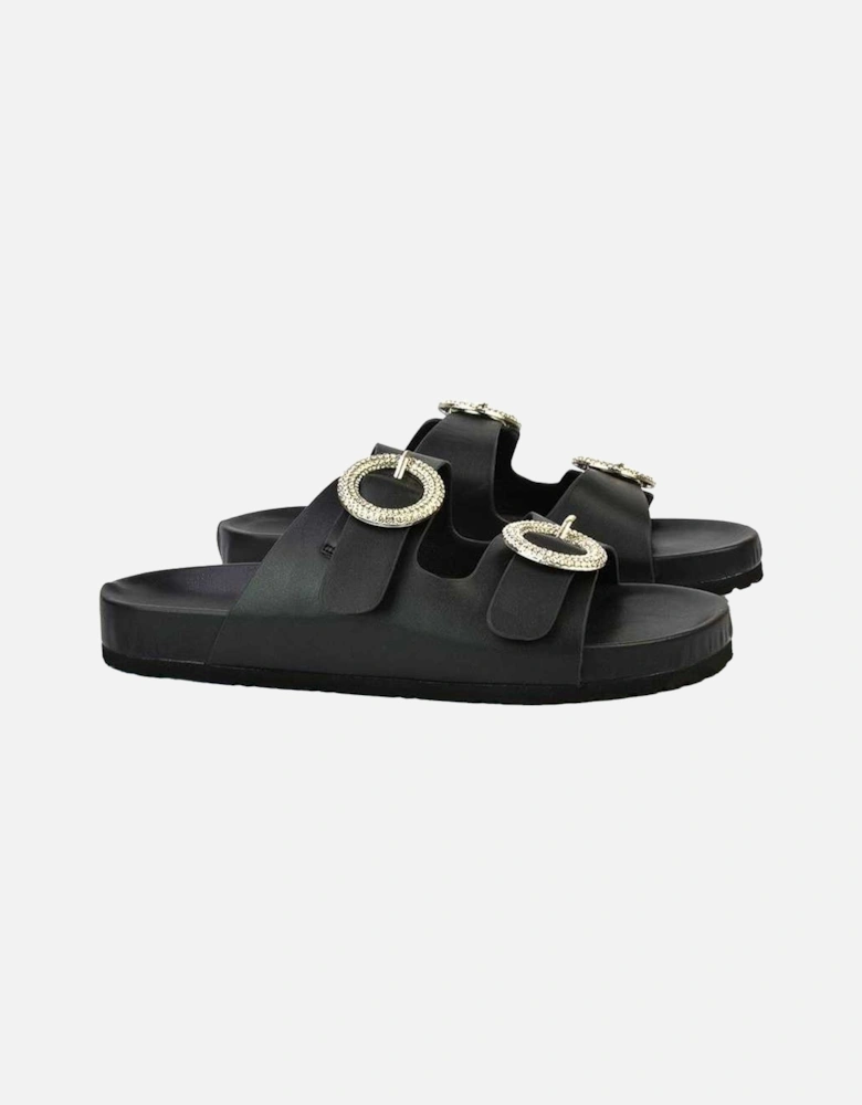 Womens/Ladies Reggie Diamante Double Strap Flat Sandals