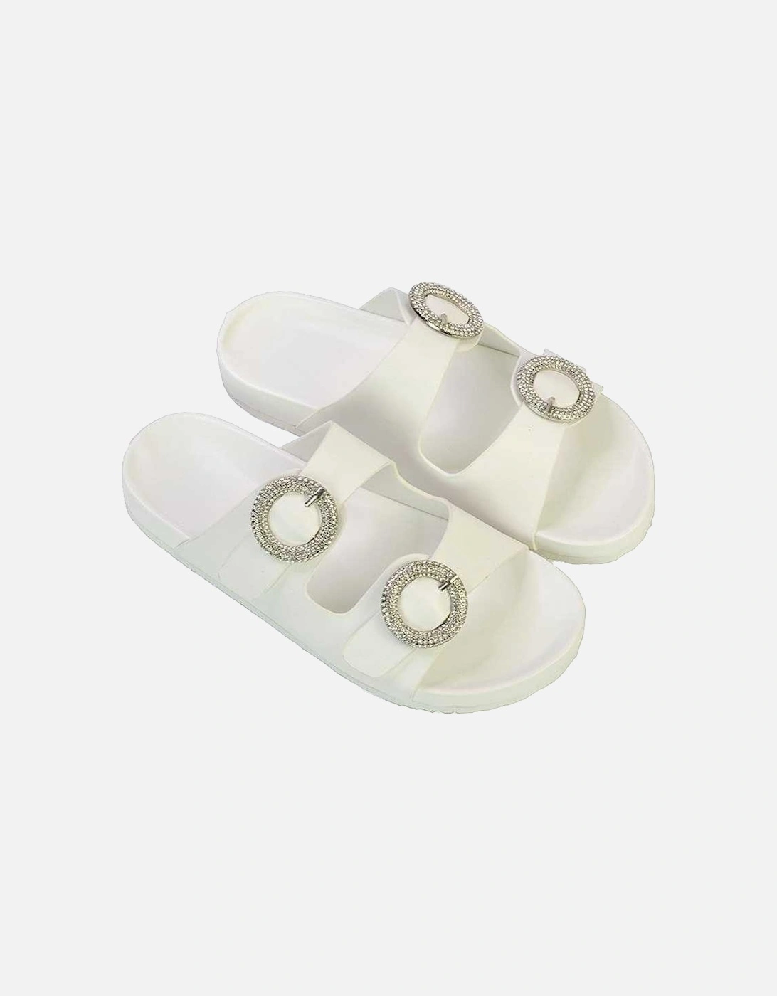 Womens/Ladies Reggie Diamante Double Strap Flat Sandals