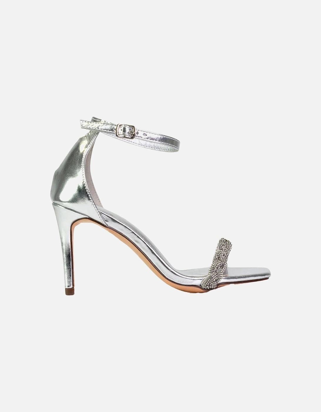 Womens/Ladies Peyton Metallic Diamante Strappy Stiletto Heel Sandals