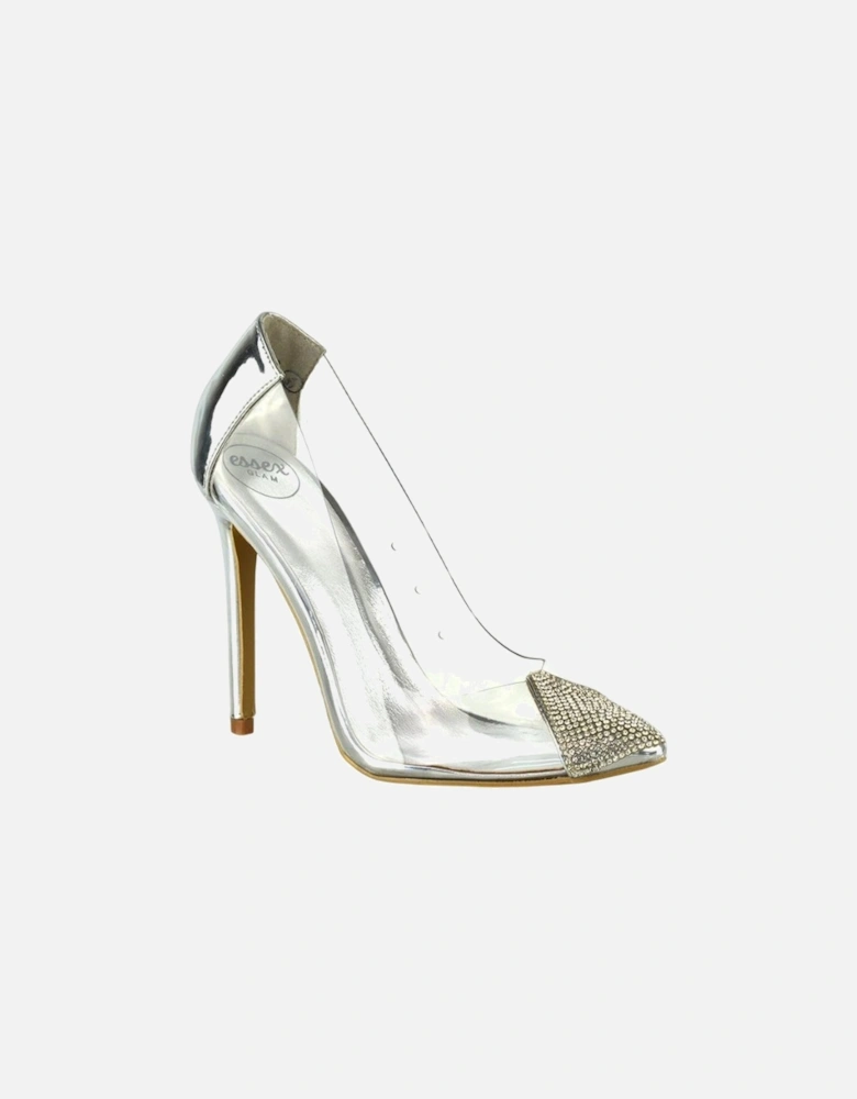 Womens/Ladies Kaz Diamante Perspex Pointed Court Heels High Heels