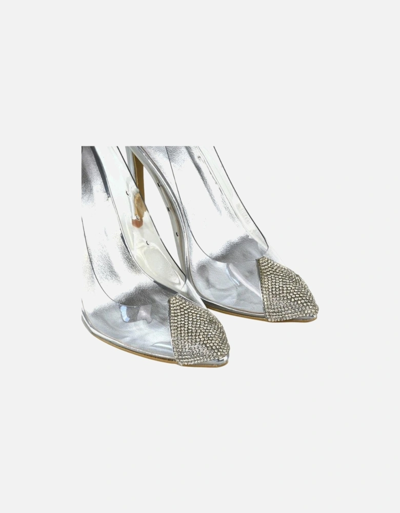 Womens/Ladies Kaz Diamante Perspex Pointed Court Heels High Heels