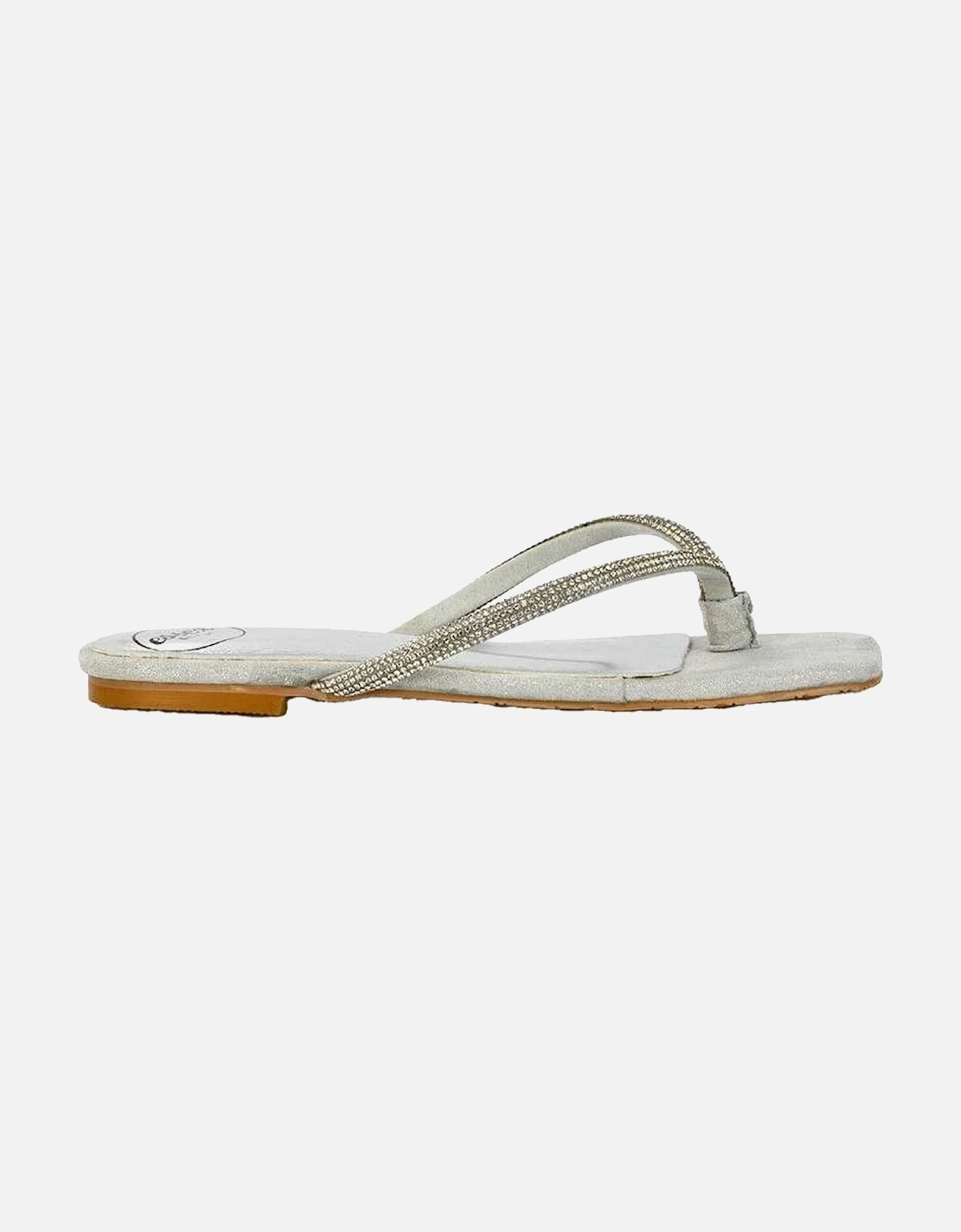 Womens/Ladies Raina Diamante Thong Strap Flat Sliders, 5 of 4