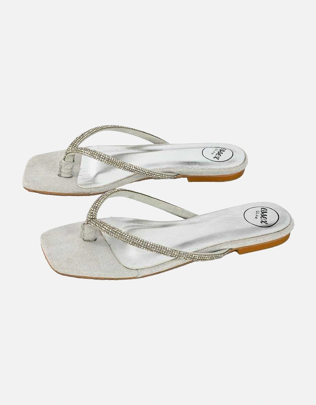 Womens/Ladies Raina Diamante Thong Strap Flat Sliders