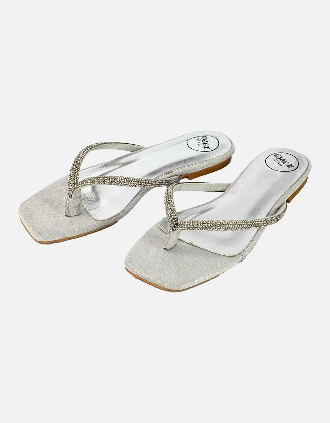 Womens/Ladies Raina Diamante Thong Strap Flat Sliders