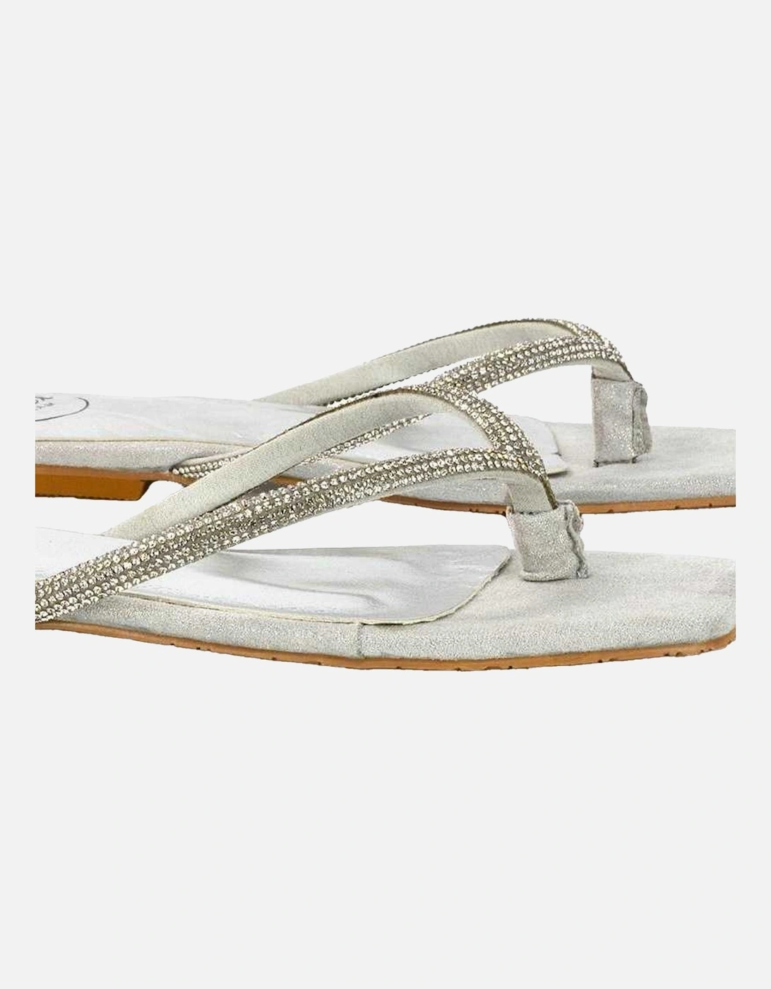Womens/Ladies Raina Diamante Thong Strap Flat Sliders