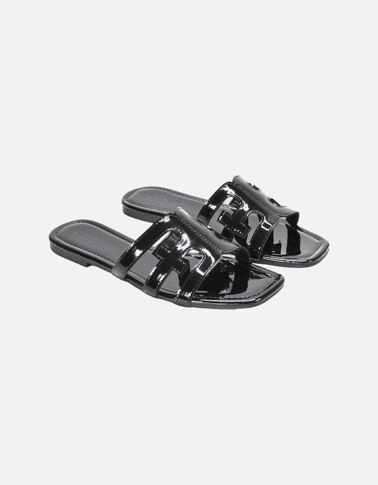 Womens/Ladies Ellie Metallic Cut Out Strap Square Flat Sandals