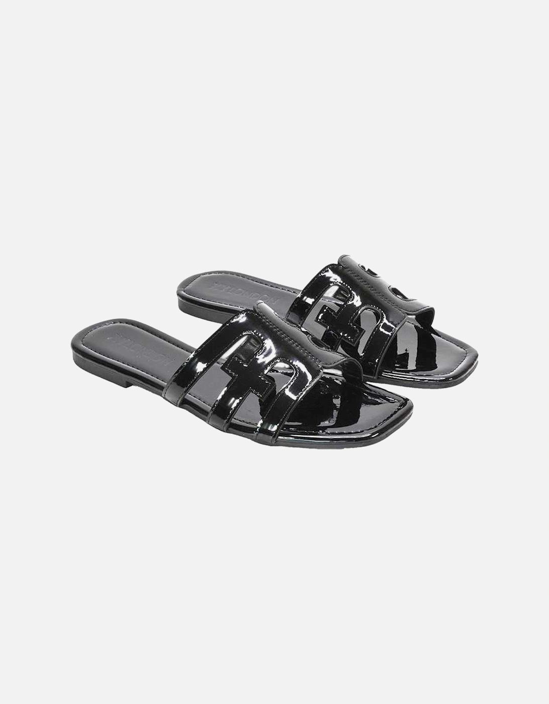 Womens/Ladies Ellie Metallic Cut Out Strap Square Flat Sandals