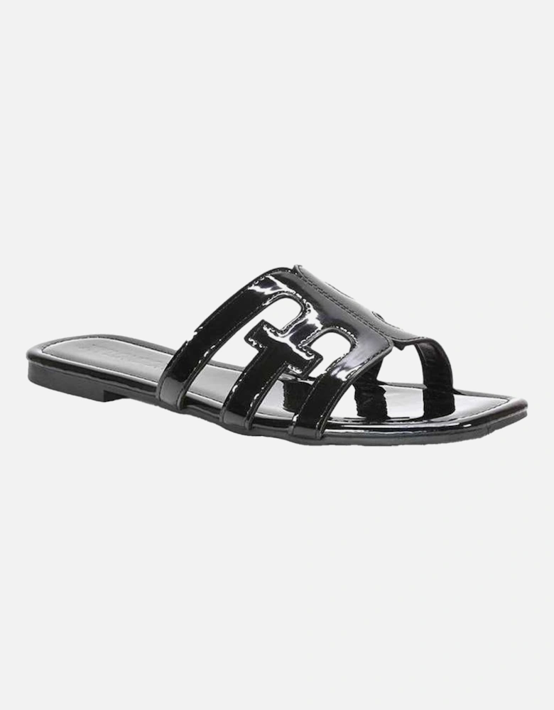 Womens/Ladies Ellie Metallic Cut Out Strap Square Flat Sandals