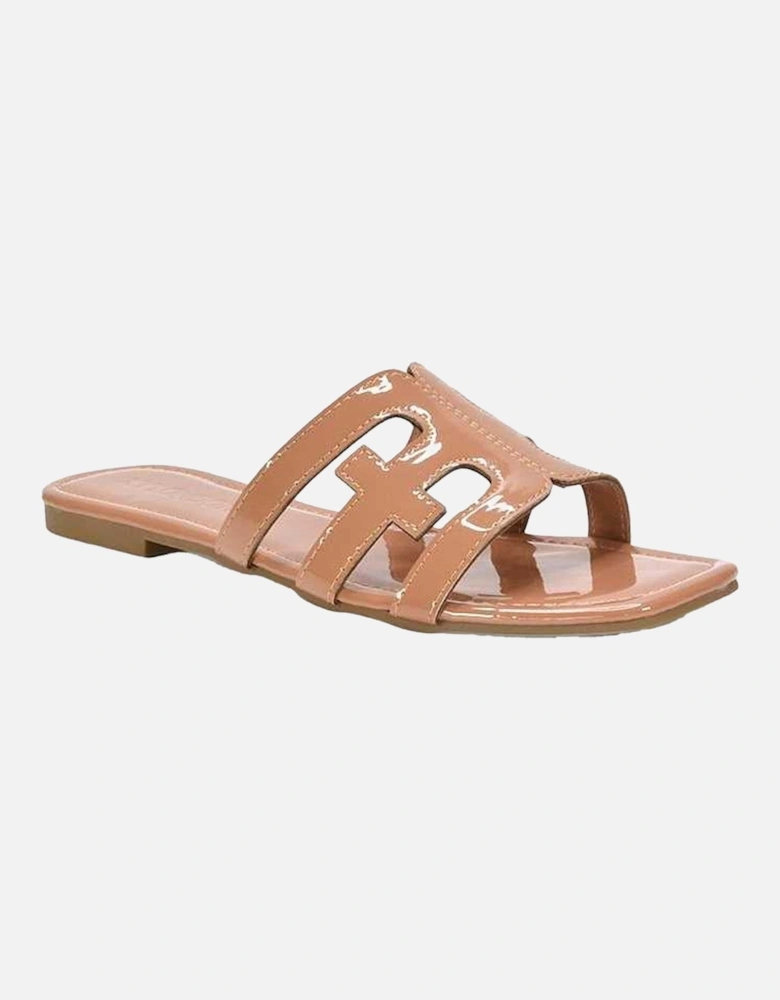 Womens/Ladies Ellie Metallic Cut Out Strap Square Flat Sandals