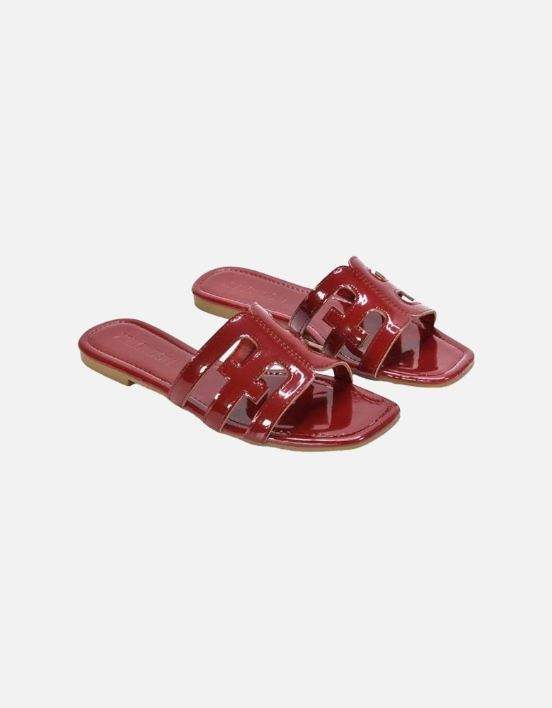 Womens/Ladies Ellie Metallic Cut Out Strap Square Flat Sandals