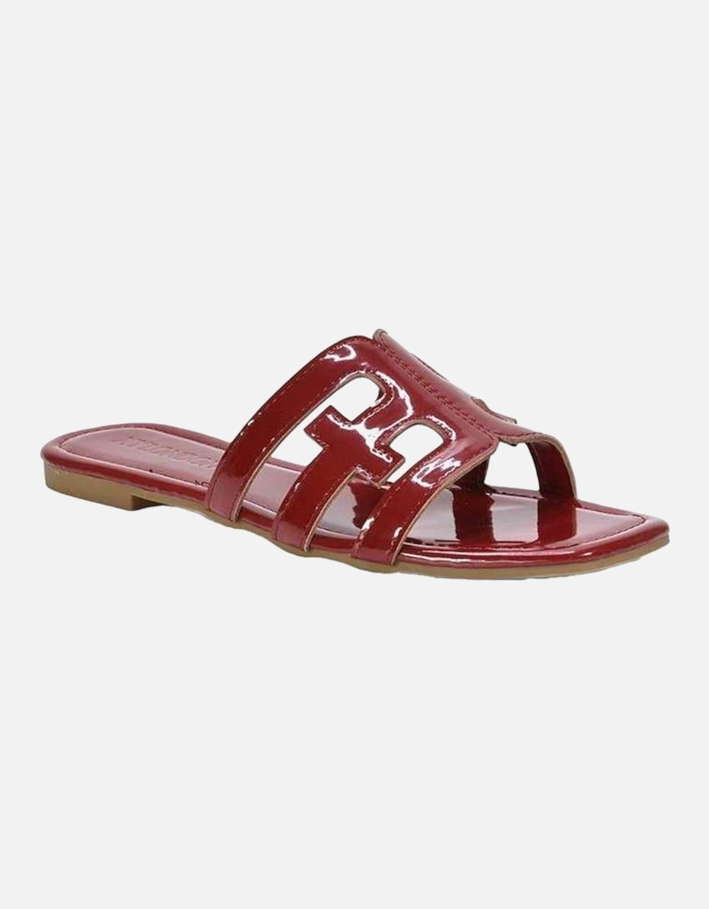 Womens/Ladies Ellie Metallic Cut Out Strap Square Flat Sandals