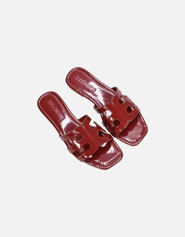 Womens/Ladies Ellie Metallic Cut Out Strap Square Flat Sandals