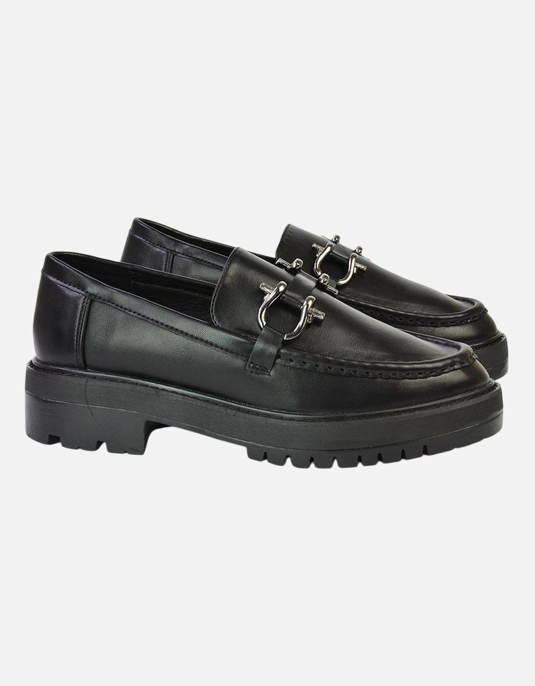 Womens/Ladies Riley Buckle Detail Block Heel Loafers