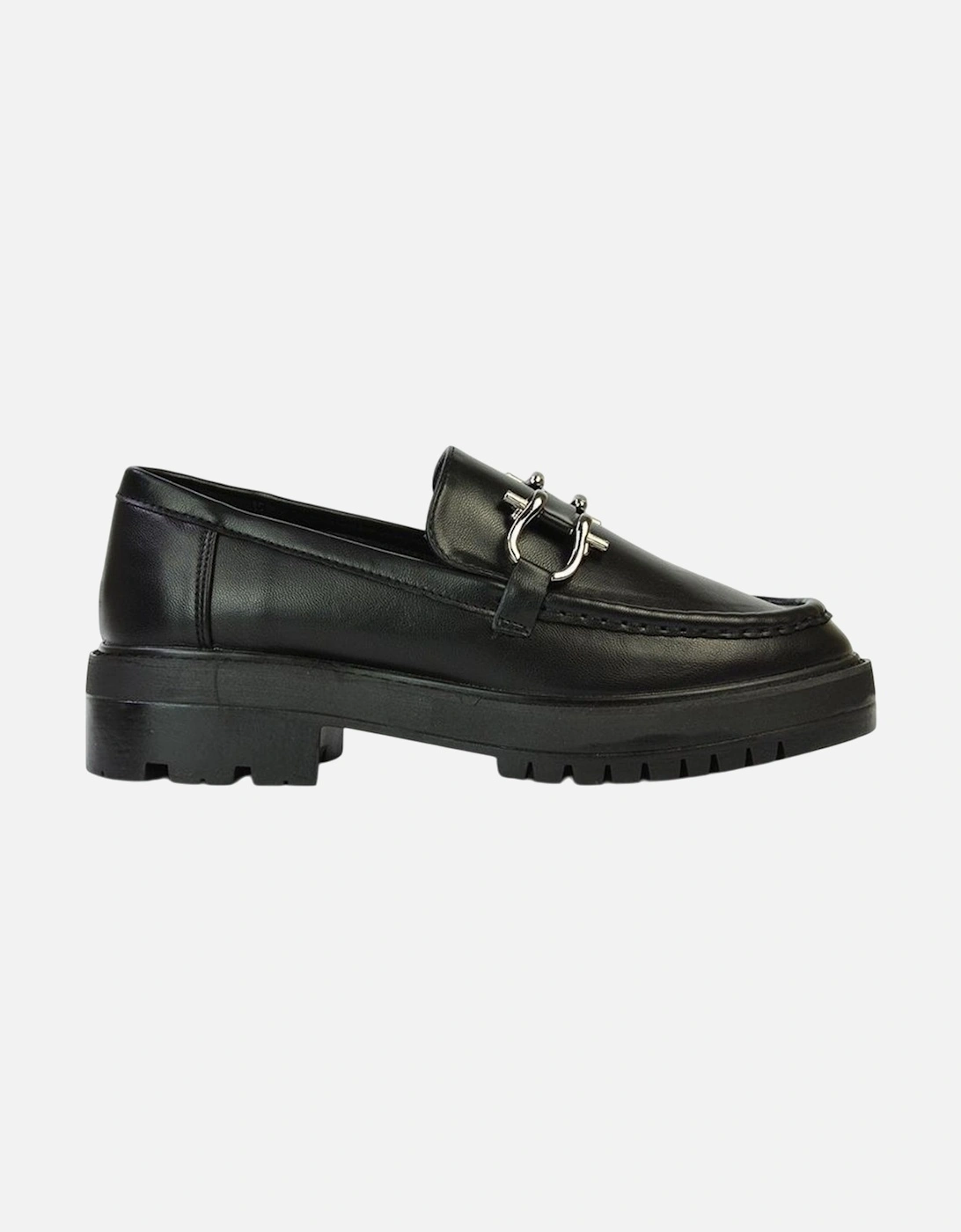 Womens/Ladies Riley Buckle Detail Block Heel Loafers