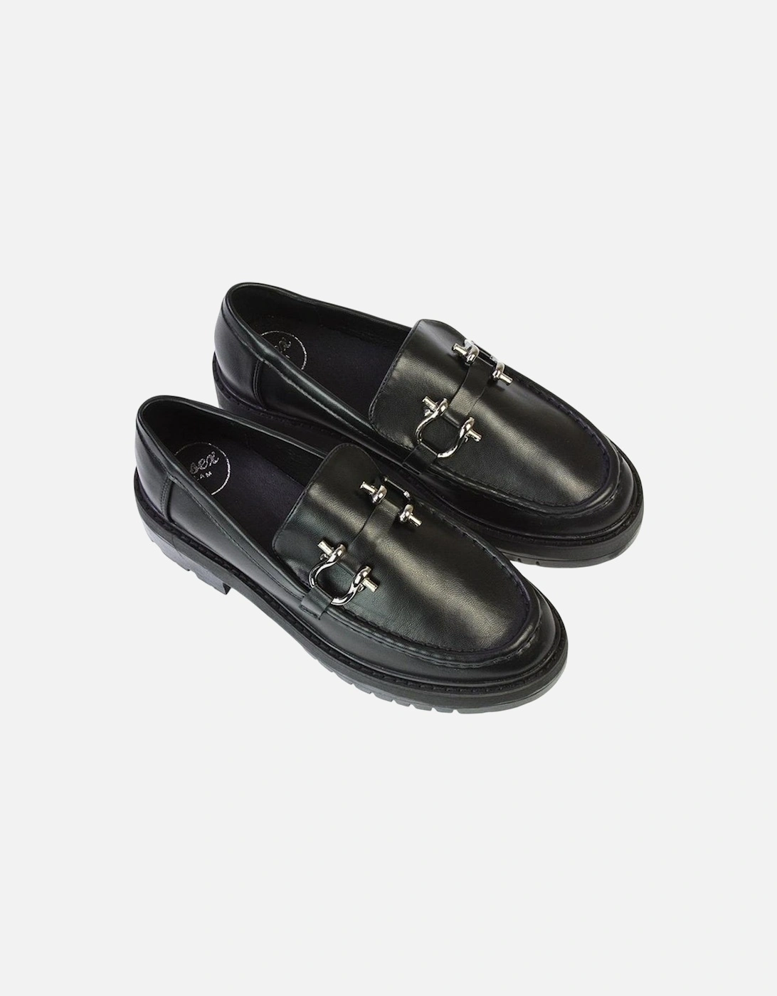 Womens/Ladies Riley Buckle Detail Block Heel Loafers
