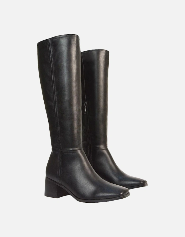 Womens/Ladies Ruby Square Toe Low Block Heel Knee-High Boots