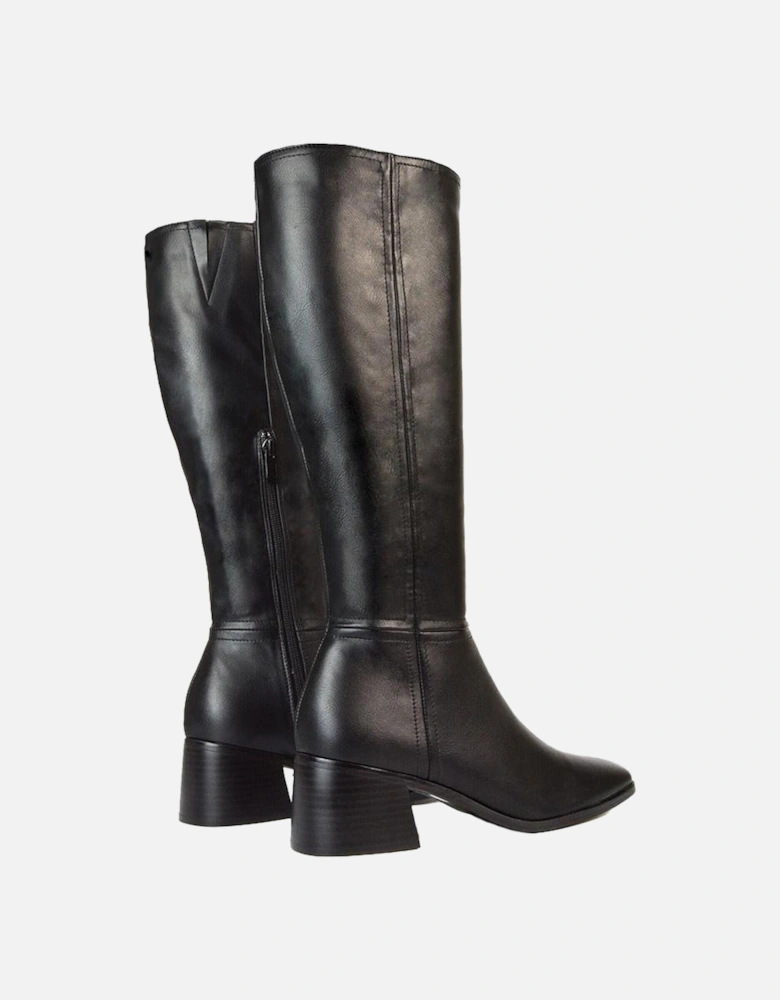 Womens/Ladies Ruby Square Toe Low Block Heel Knee-High Boots