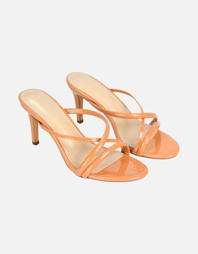 Womens/Ladies Angel Patent Crossover Strap Mule Sandals