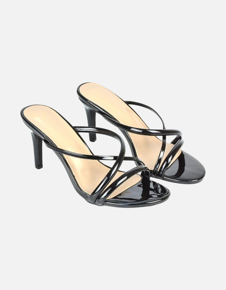 Womens/Ladies Angel Patent Crossover Strap Mule Sandals