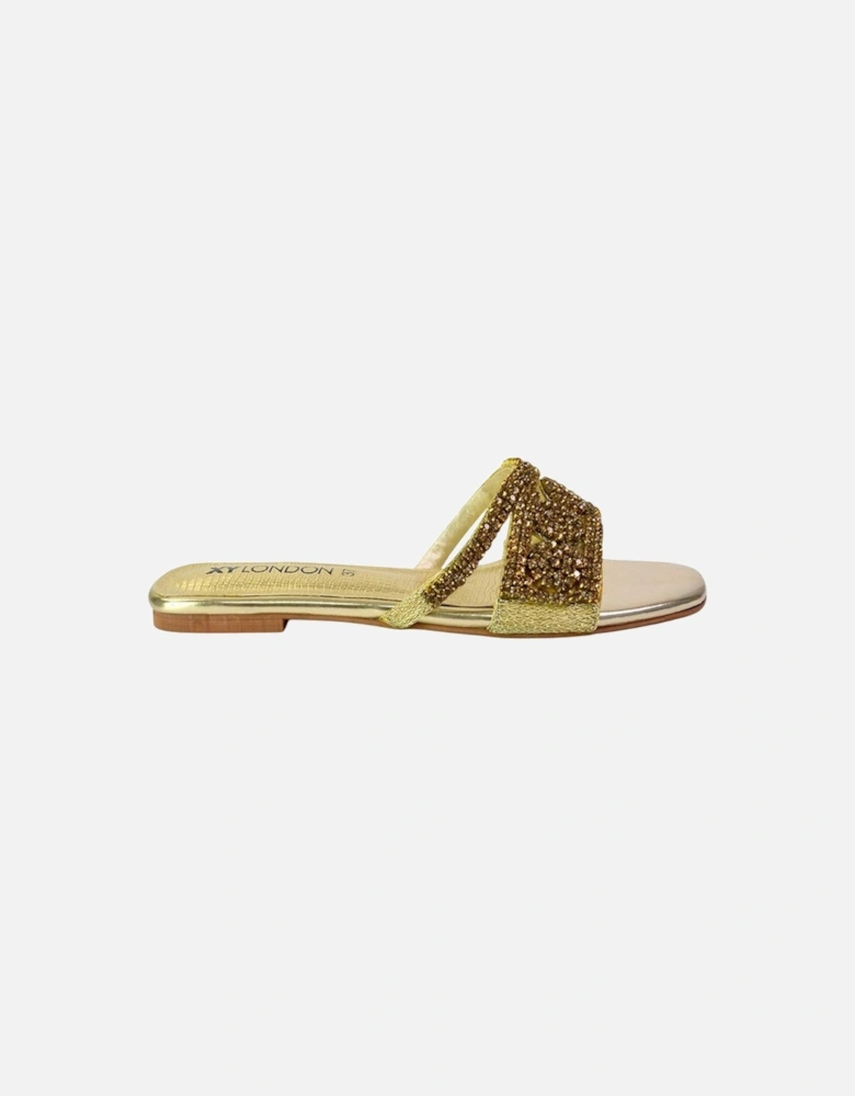 Womens/Ladies Kingsley Diamante Slip-on Embellished Flat Sandals
