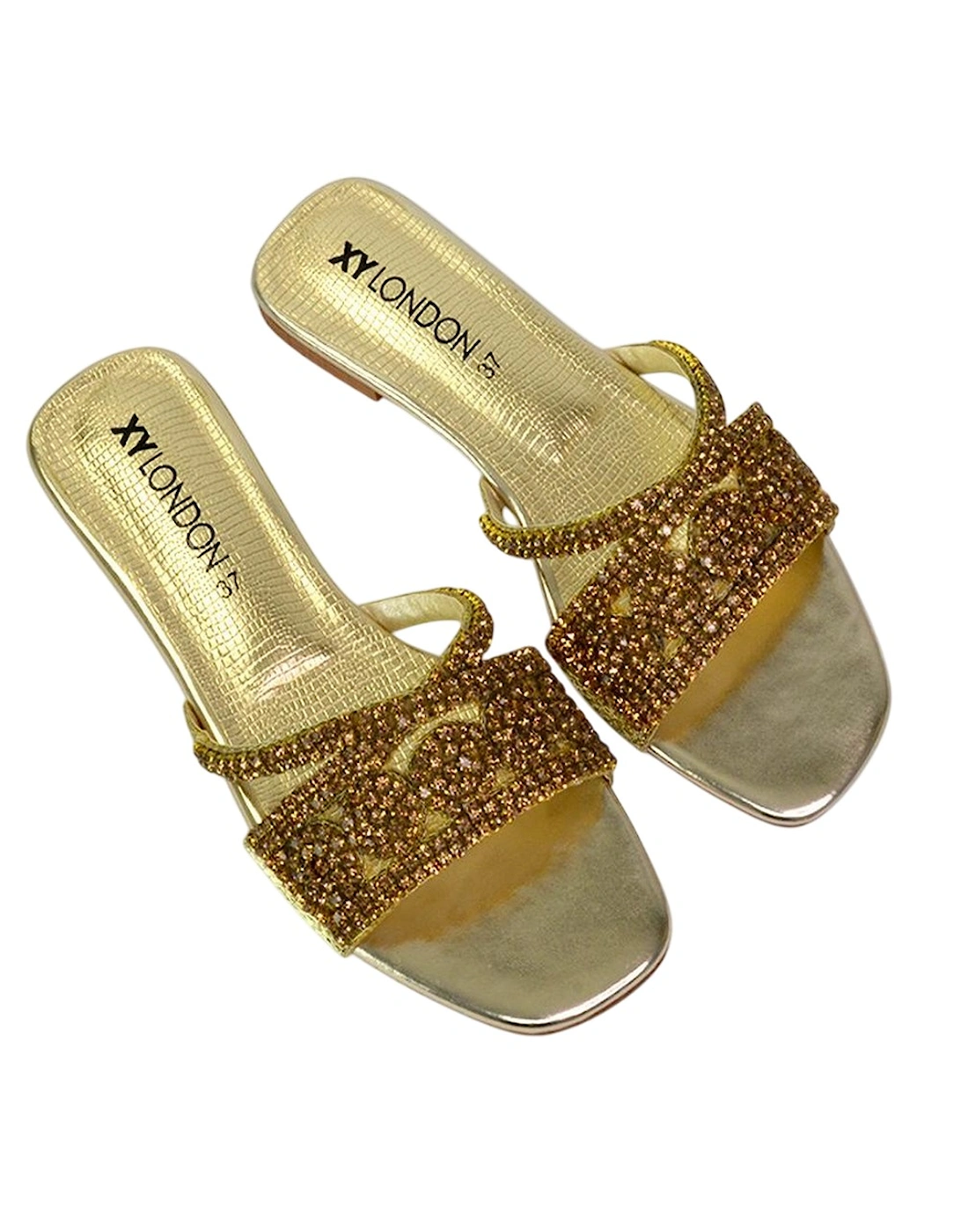 Womens/Ladies Kingsley Diamante Slip-on Embellished Flat Sandals