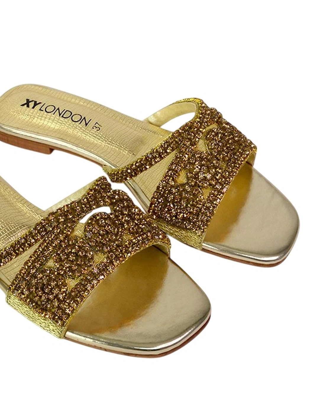 Womens/Ladies Kingsley Diamante Slip-on Embellished Flat Sandals