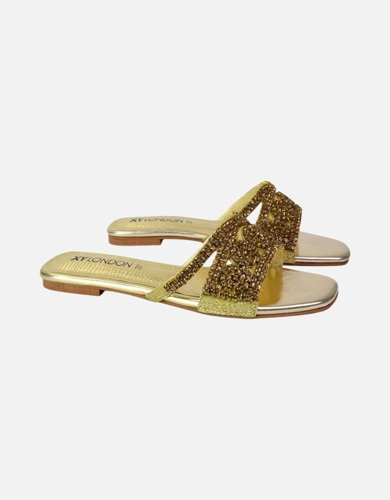 Womens/Ladies Kingsley Diamante Slip-on Embellished Flat Sandals