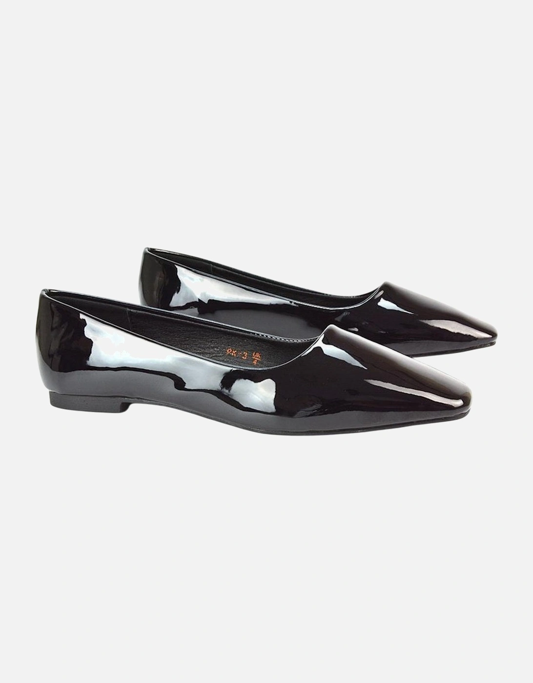 Womens/Ladies Maci Patent Faux Leather Square Toe Ballerina Flats