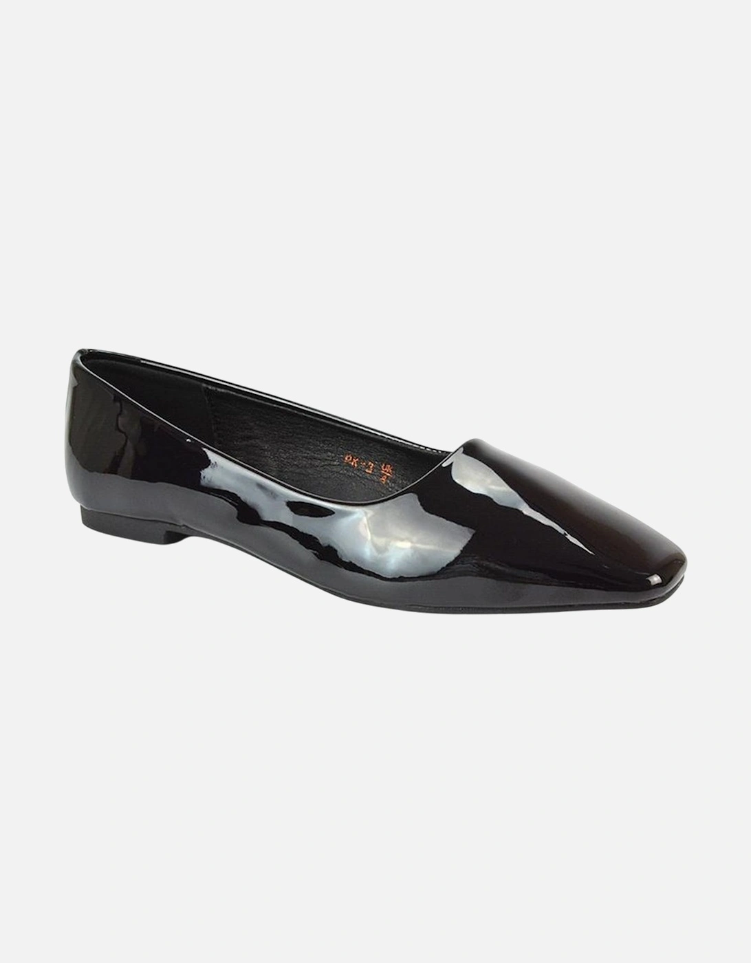 Womens/Ladies Maci Patent Faux Leather Square Toe Ballerina Flats