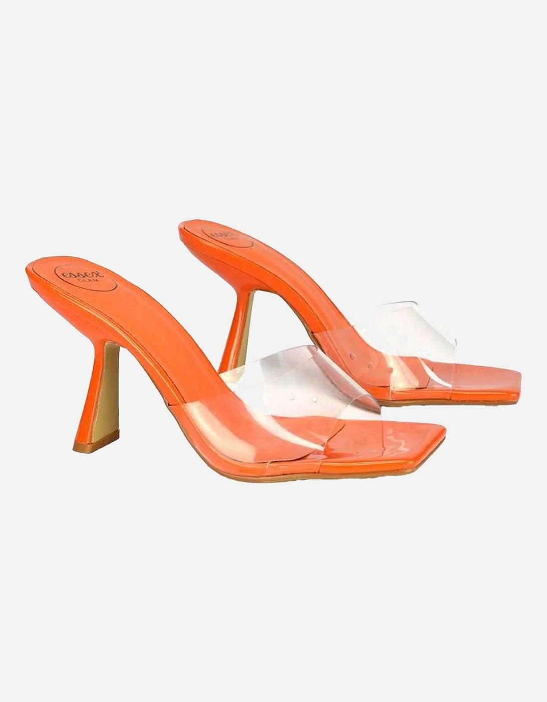 Womens/Ladies Lacie Patent Transparent Strap Thin Block Heel Mule Sandals