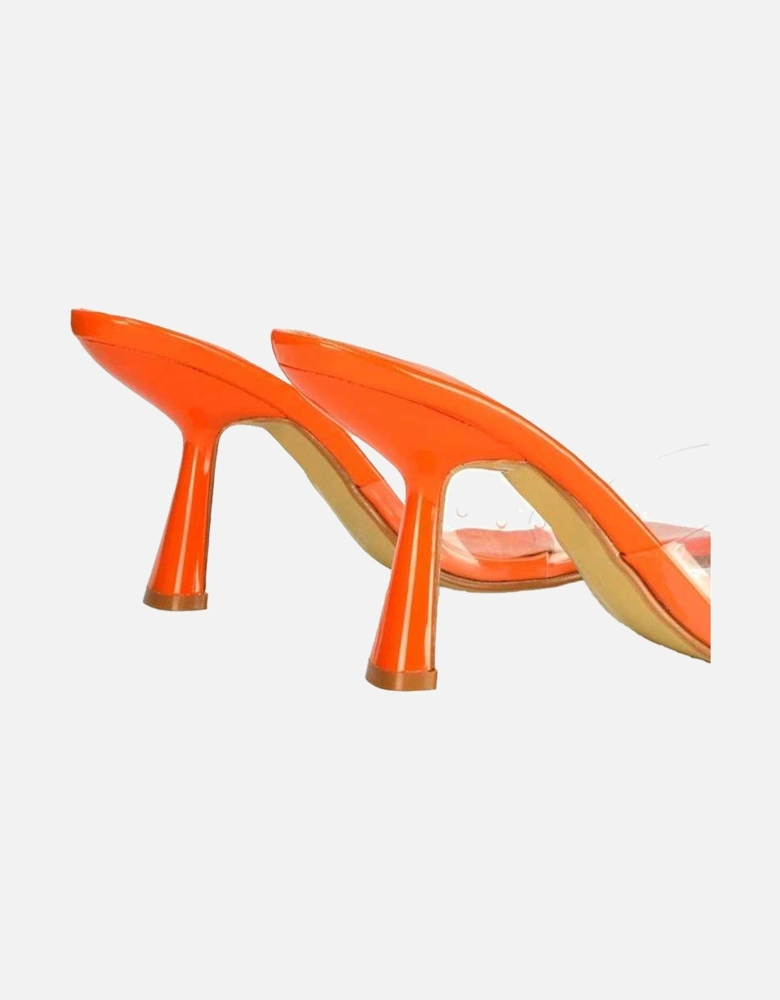 Womens/Ladies Lacie Patent Transparent Strap Thin Block Heel Mule Sandals