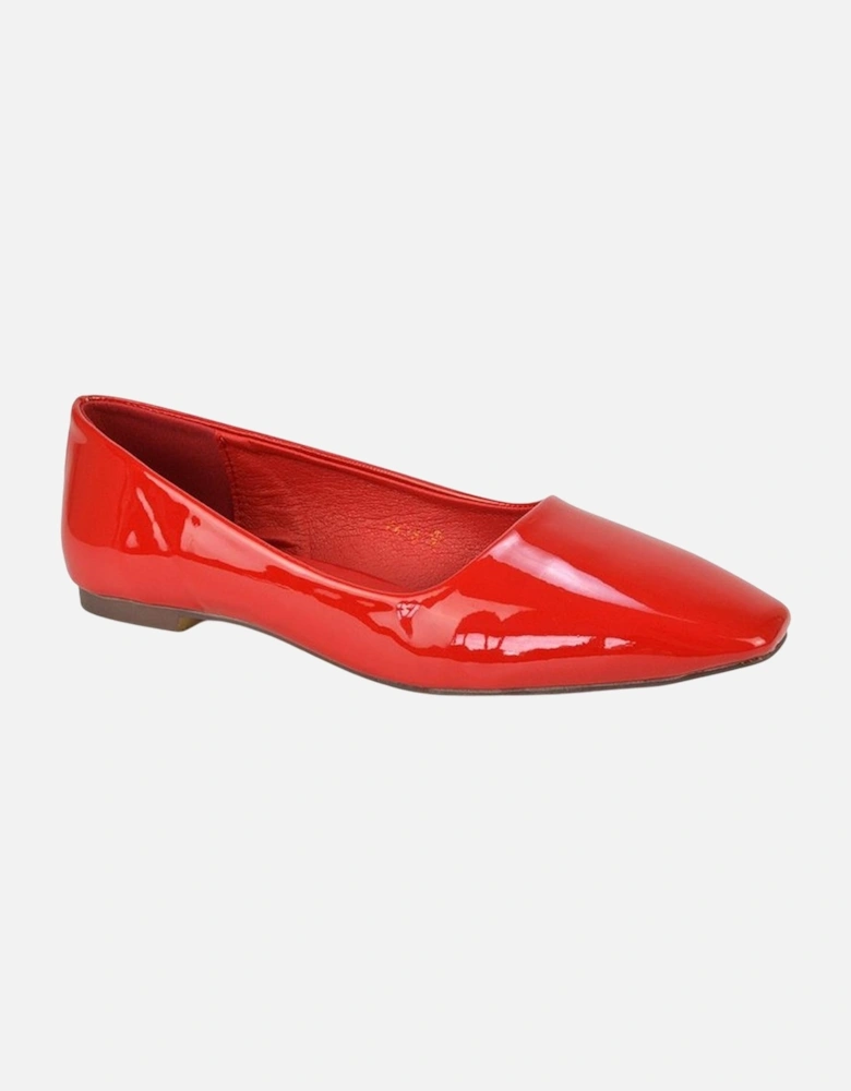 Womens/Ladies Maci Patent Faux Leather Square Toe Ballerina Flats