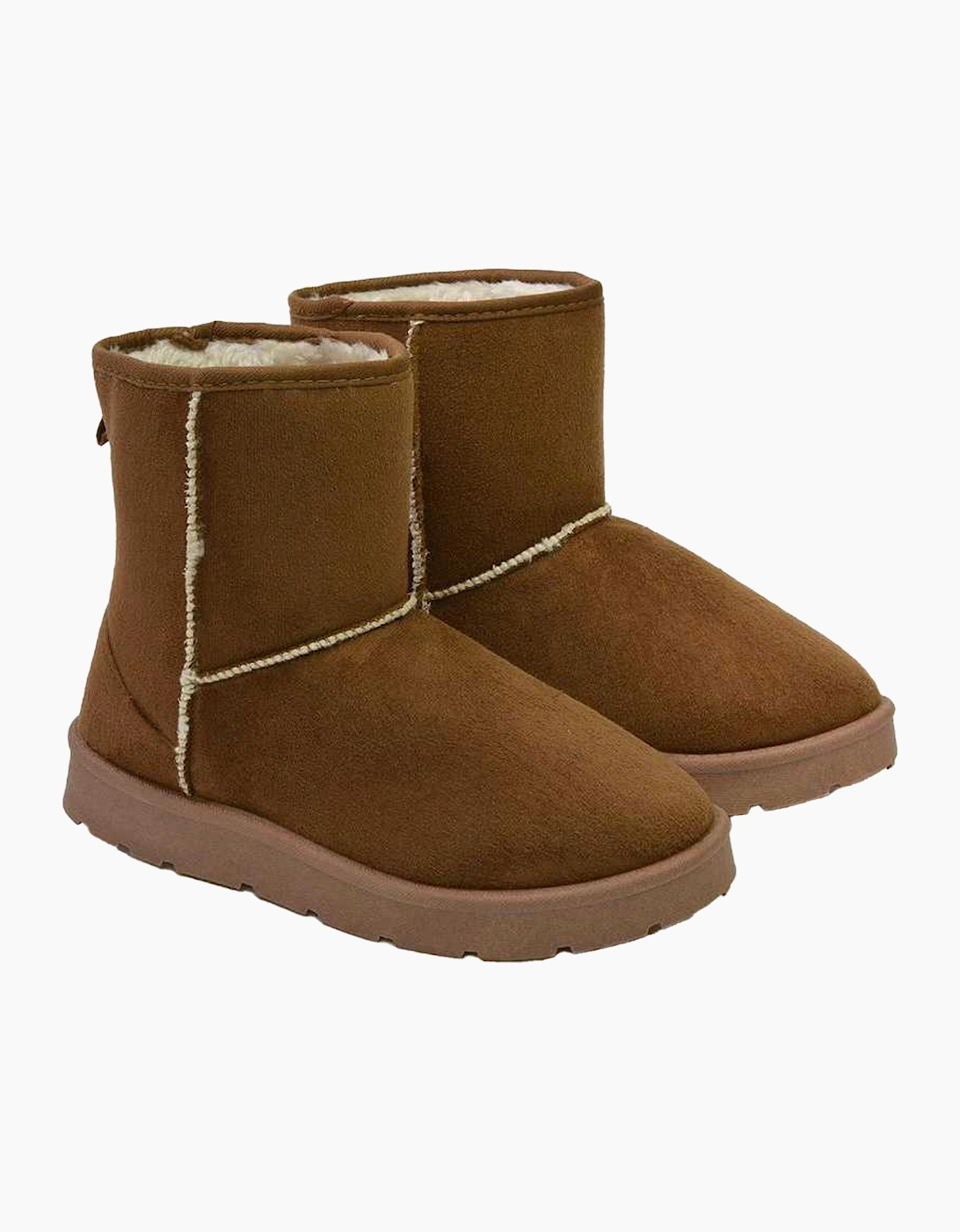 Women's XY London Womens/Ladies Junie Faux Fur Lined Classic Flat Ankle Boots - Brown - Size: 4