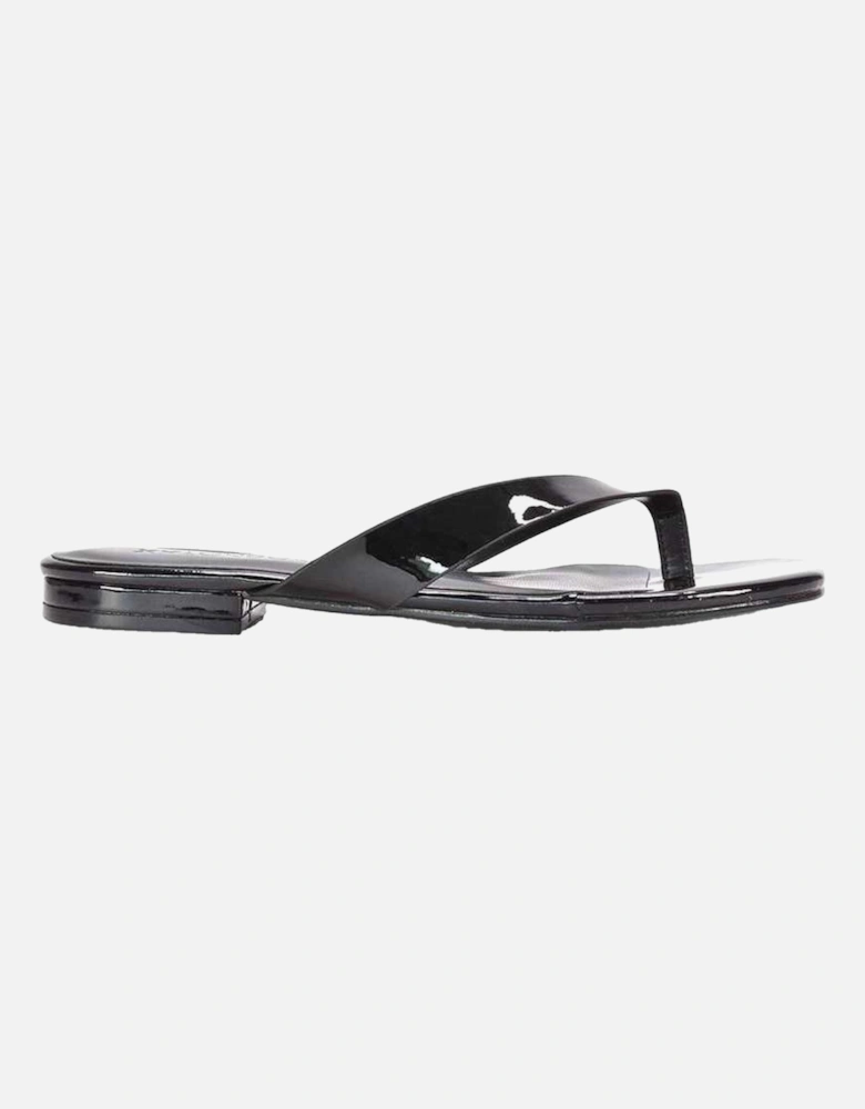 Womens/Ladies Rio Patent Thong Strap Square Flip Flops