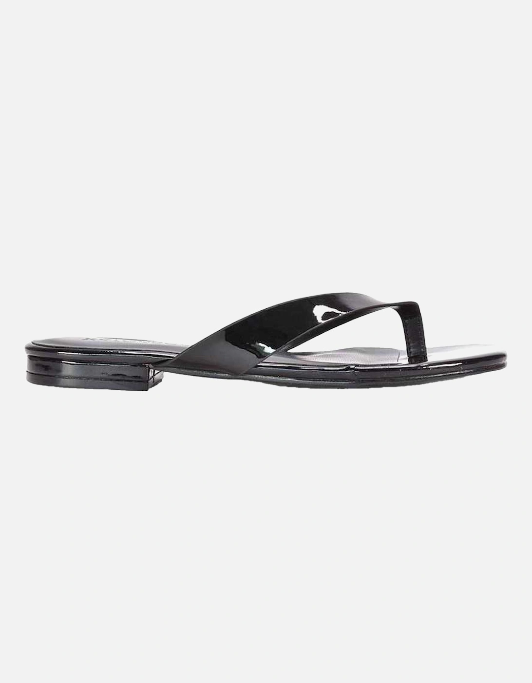 Womens/Ladies Rio Patent Thong Strap Square Flip Flops