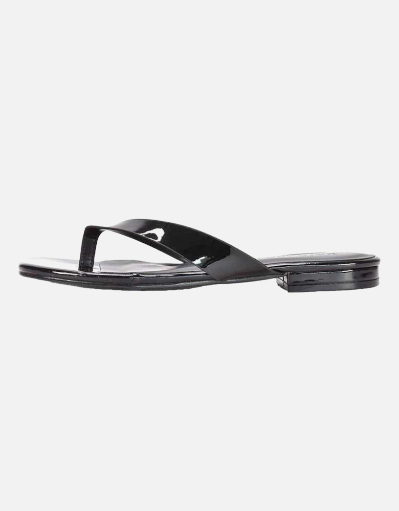Womens/Ladies Rio Patent Thong Strap Square Flip Flops