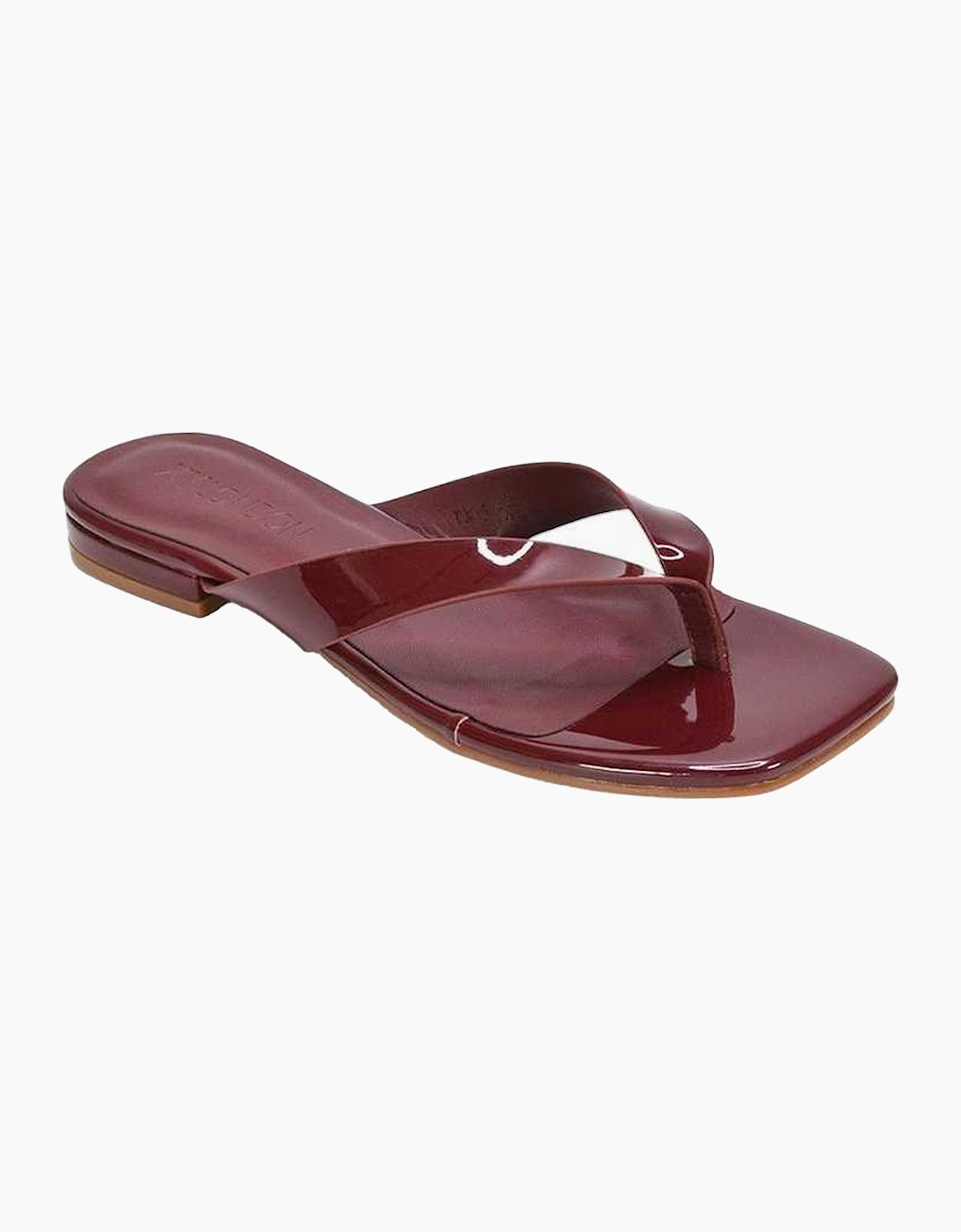 Xy London Women's Red / Rio Patent Thong Strap Square Flip Flops - Size: 5