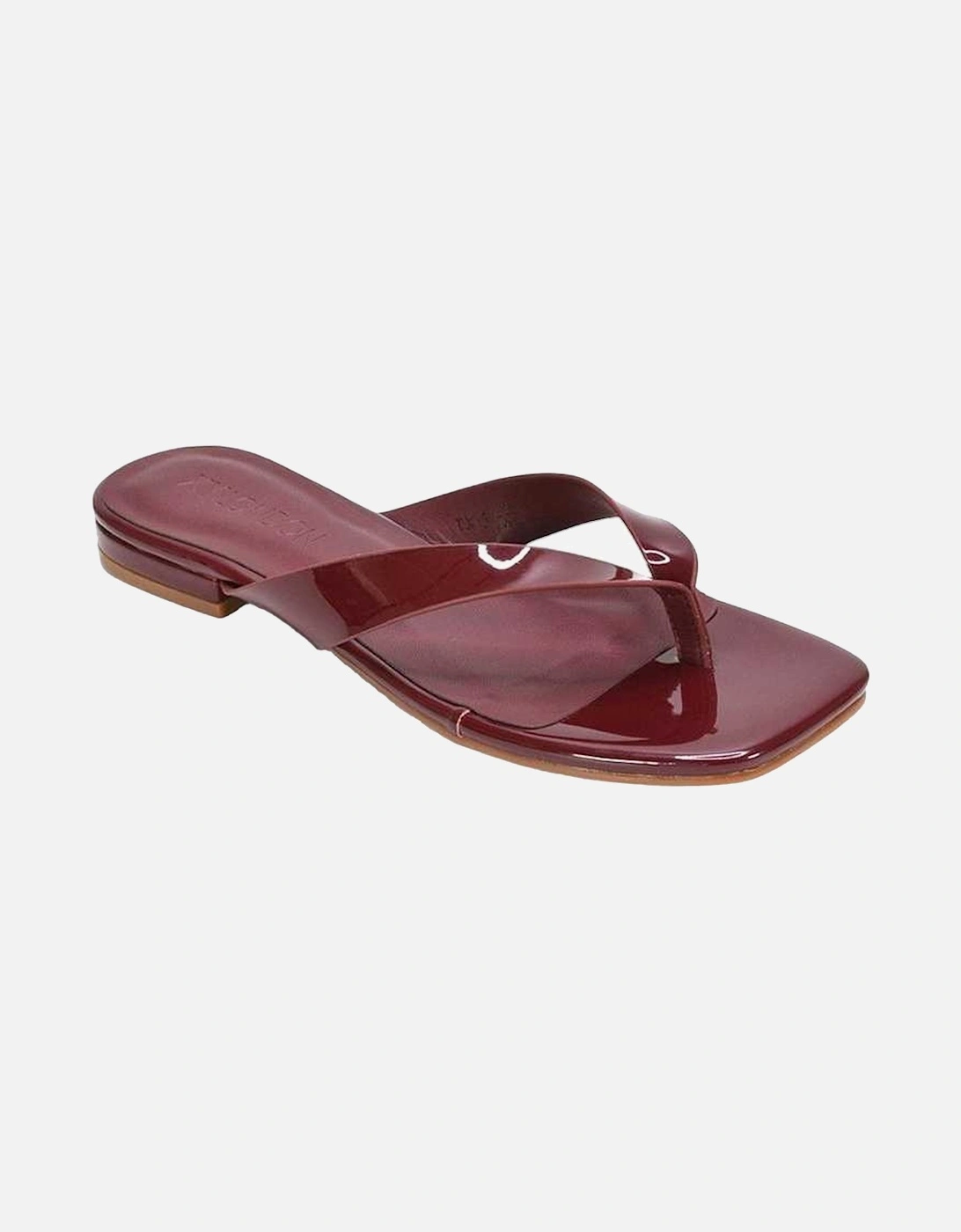 Womens/Ladies Rio Patent Thong Strap Square Flip Flops, 6 of 5