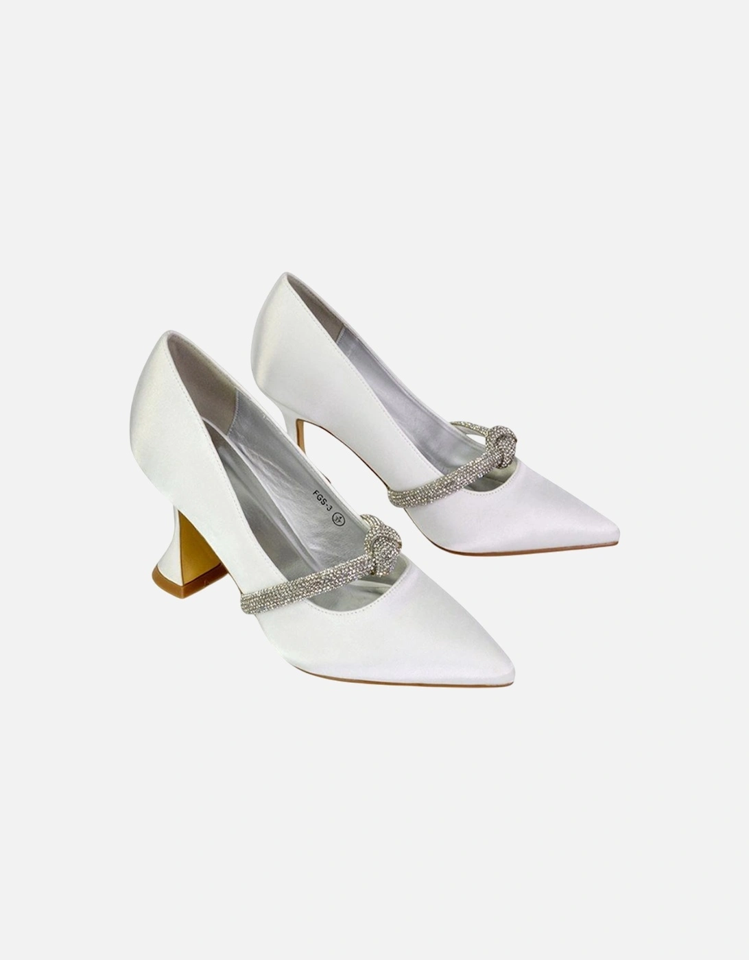 Womens/Ladies Beau Diamante Satin Pointed Mid High Heel Court Pumps