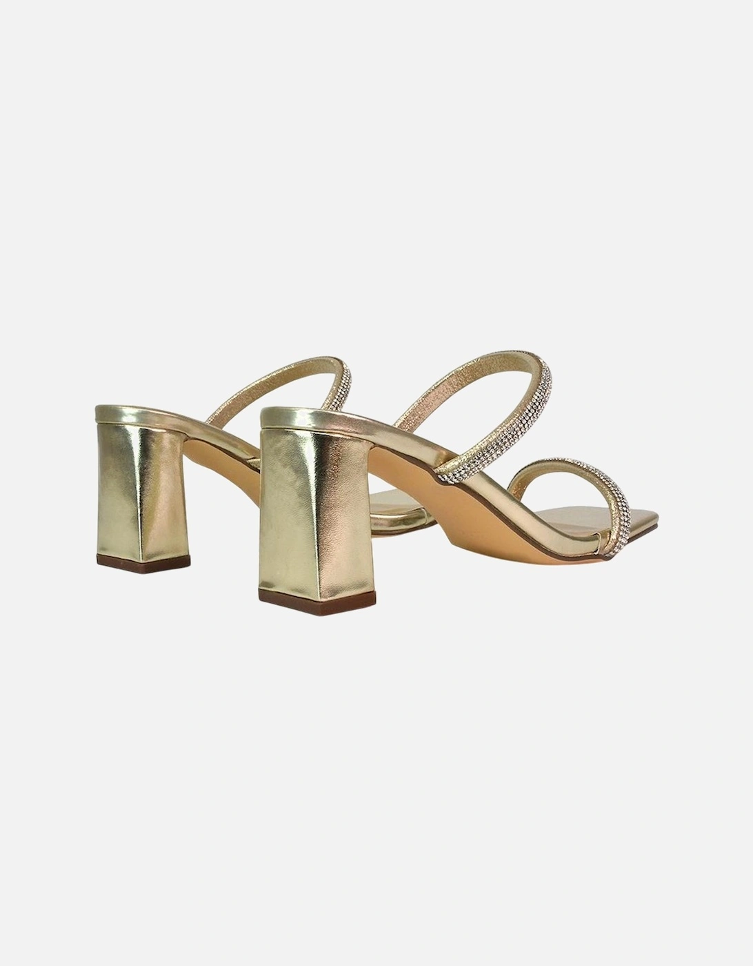 Womens/Ladies Holden Diamante Metallic Medium Block Heel Mule Sandals