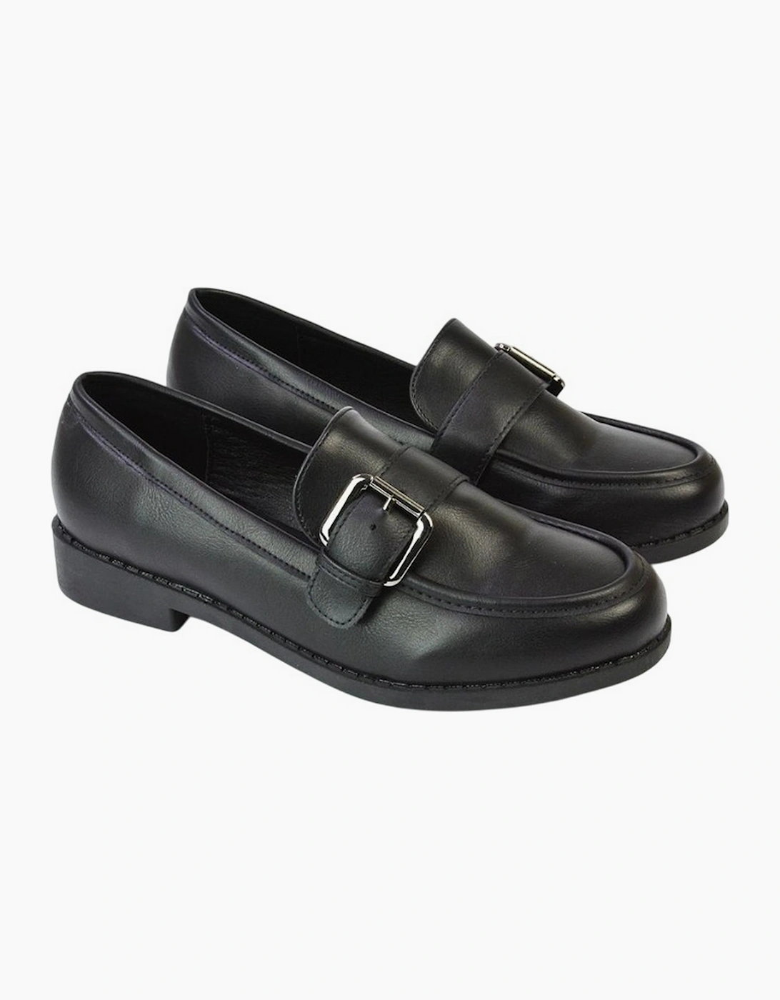 Xy London Women's Black / Kali Chunky Buckle Detail Loafers - Size: 6