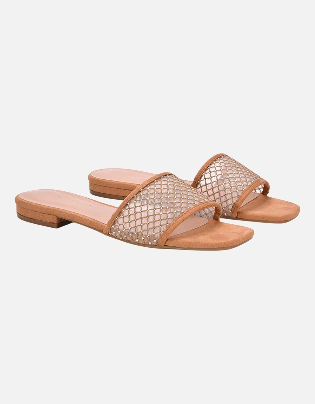 Womens/Ladies Gabrielle Diamante Open Toe Flat Sliders