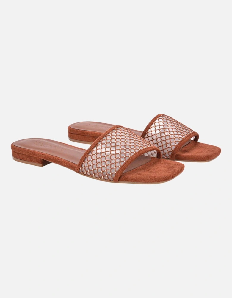 Womens/Ladies Gabrielle Diamante Open Toe Flat Sliders
