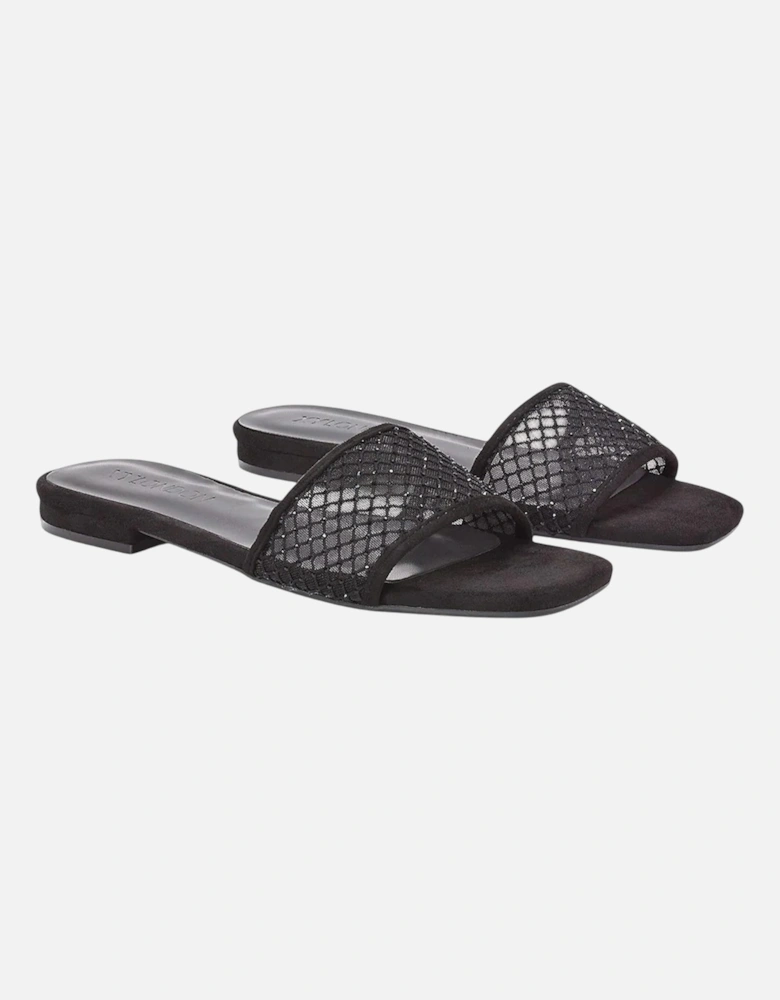 Womens/Ladies Gabrielle Diamante Open Toe Flat Sliders