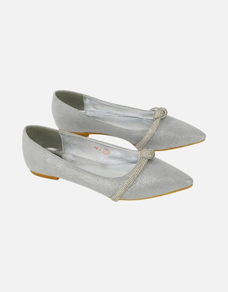 Womens/Ladies Halley Diamante Pointed Embellished Flat Pumps