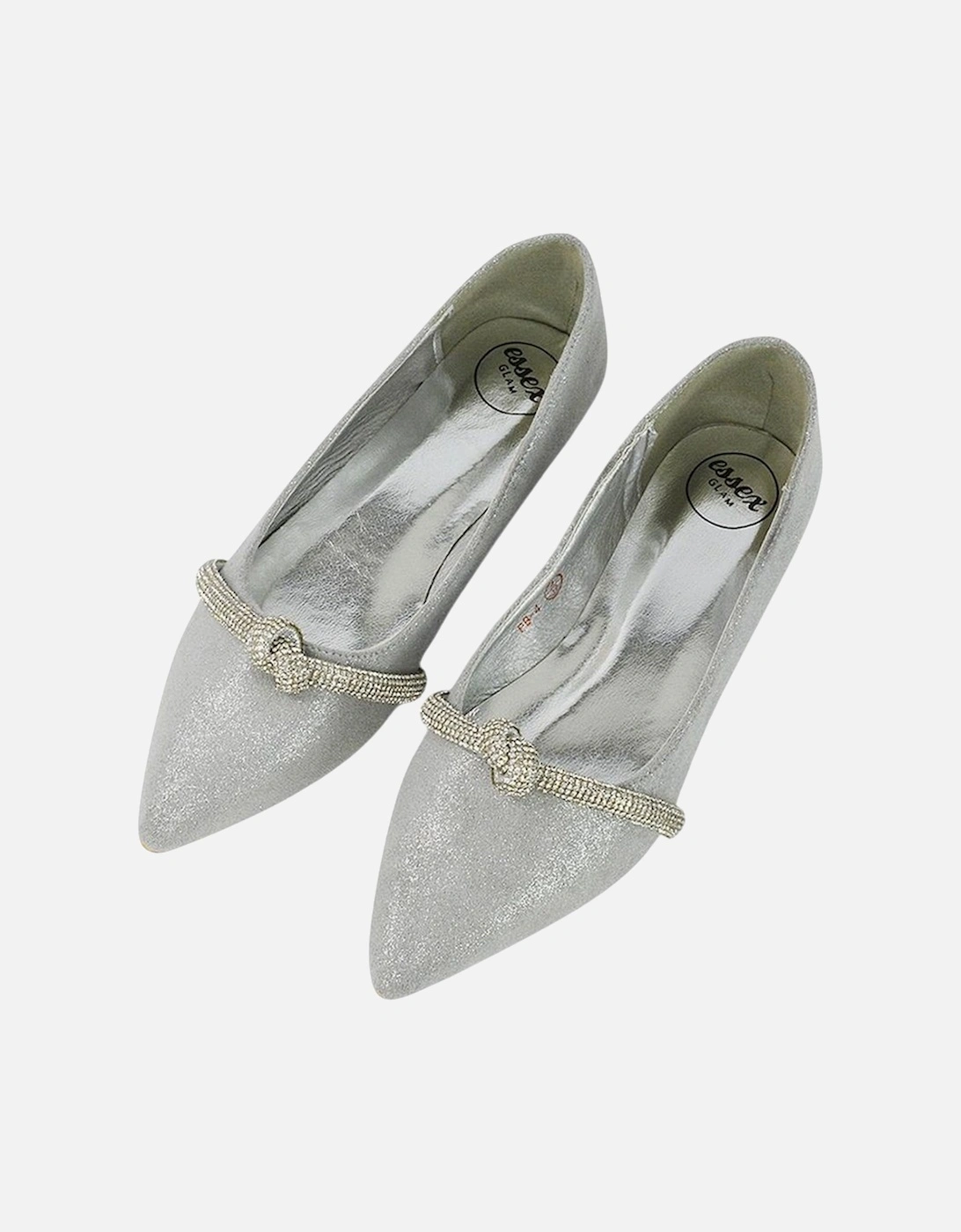 Womens/Ladies Halley Diamante Pointed Embellished Flat Pumps