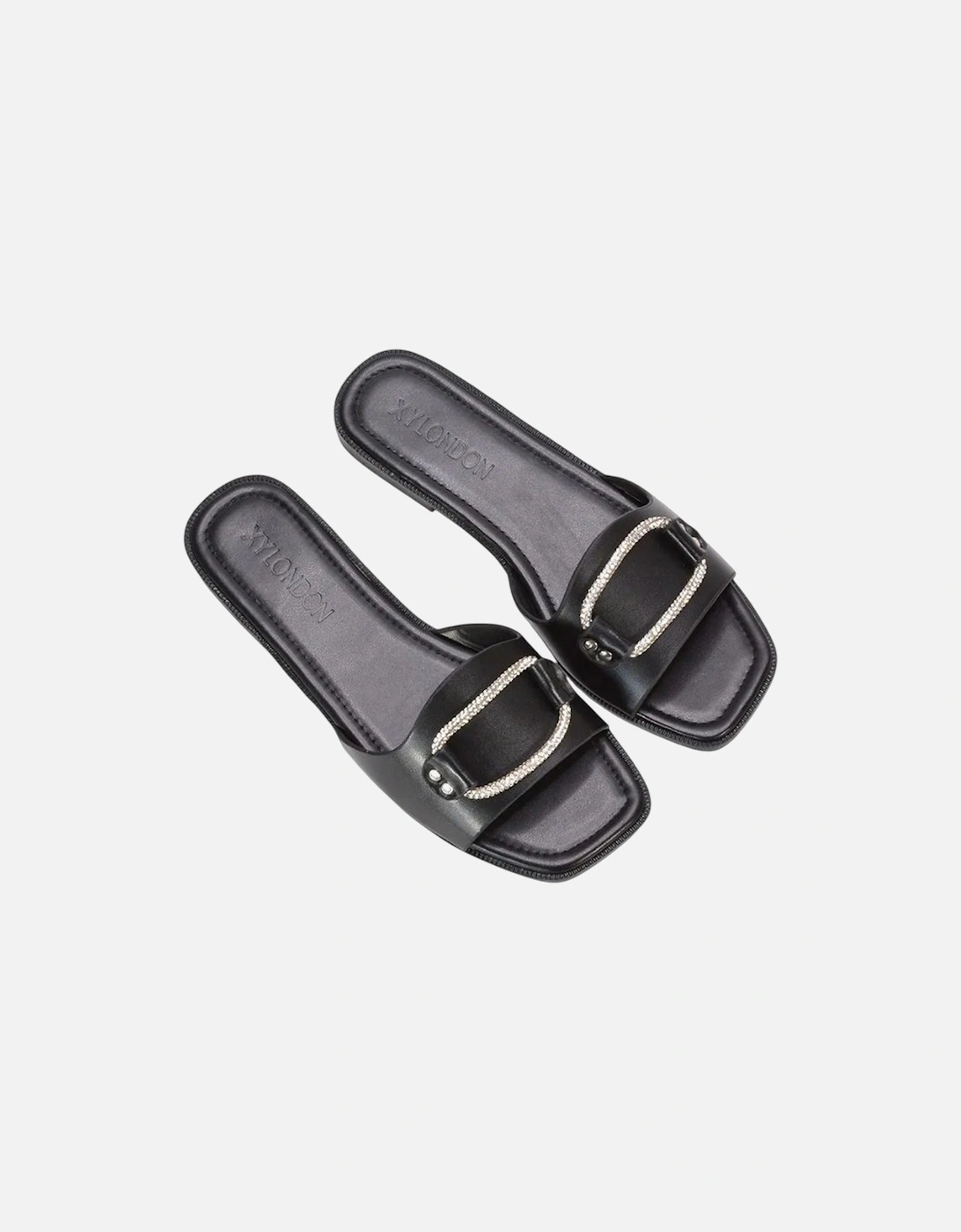 Womens/Ladies Annie Sparkle Diamante Flat Sliders