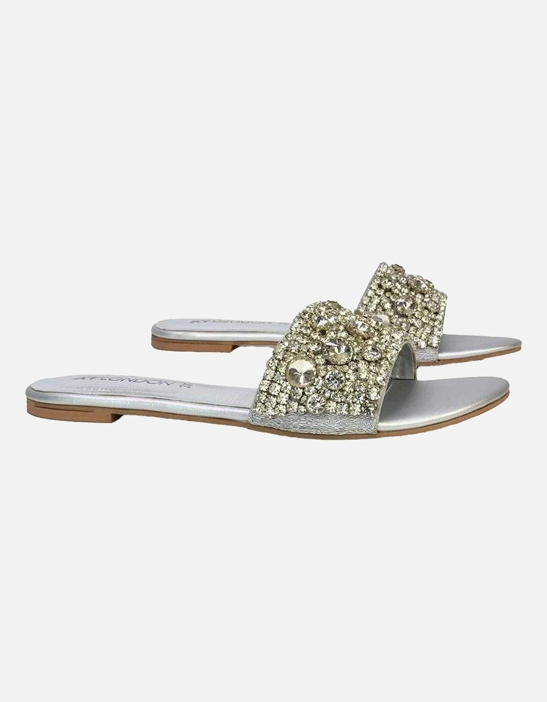 Womens/Ladies Brielle Diamante Metallic Slip-on Flat Sandals, 6 of 5