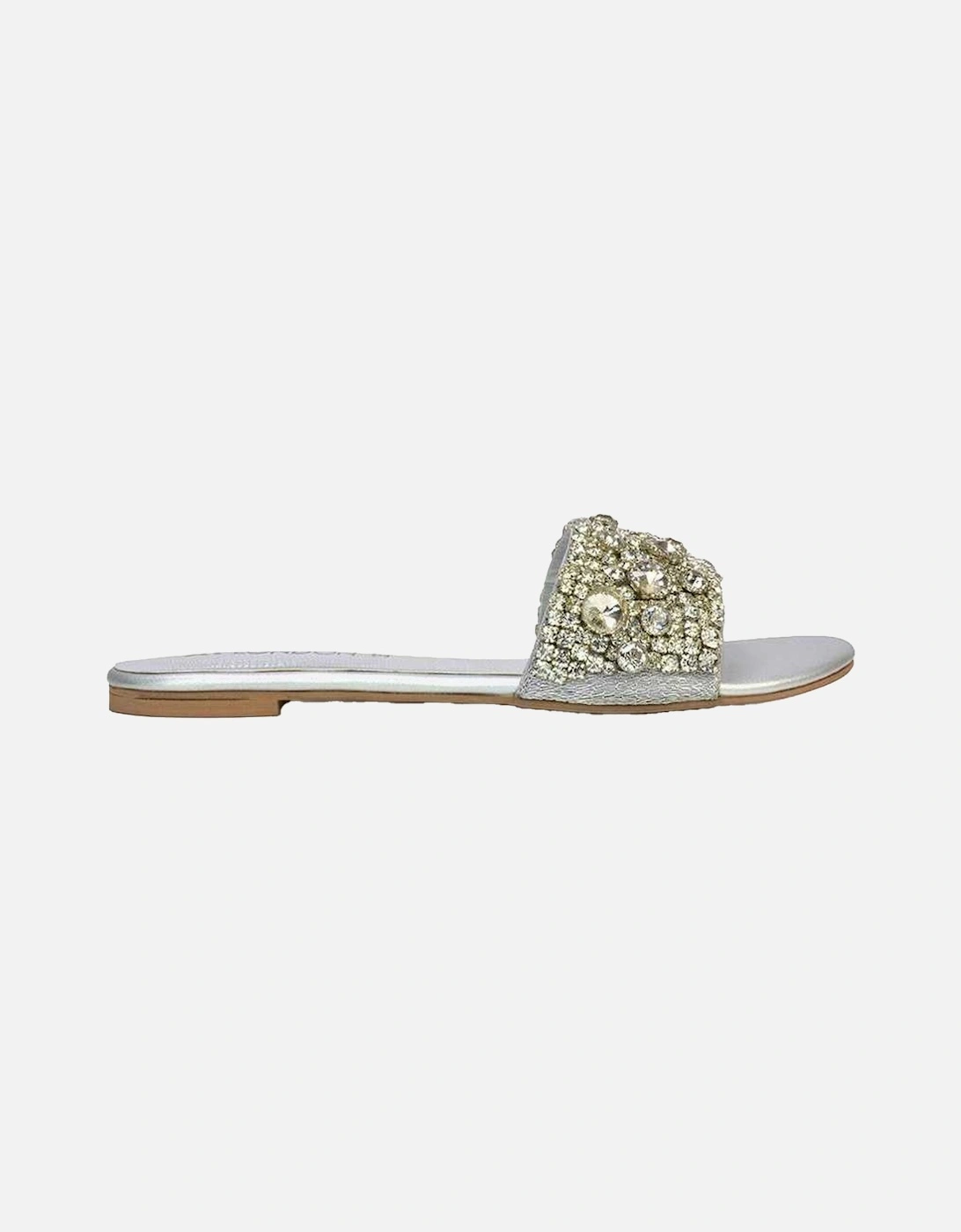 Womens/Ladies Brielle Diamante Metallic Slip-on Flat Sandals