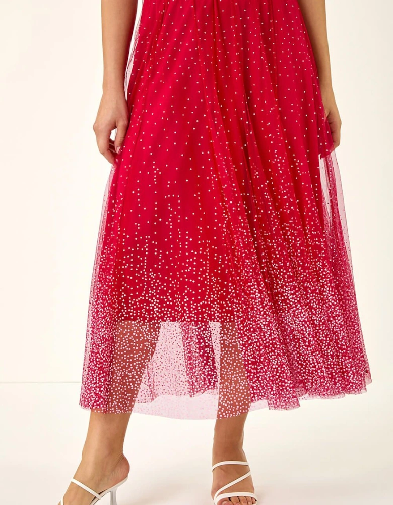 Polka Dot Print Elasticated Mesh Skirt